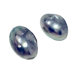 Vintage Faux Oval Blue Pearl Earrings.